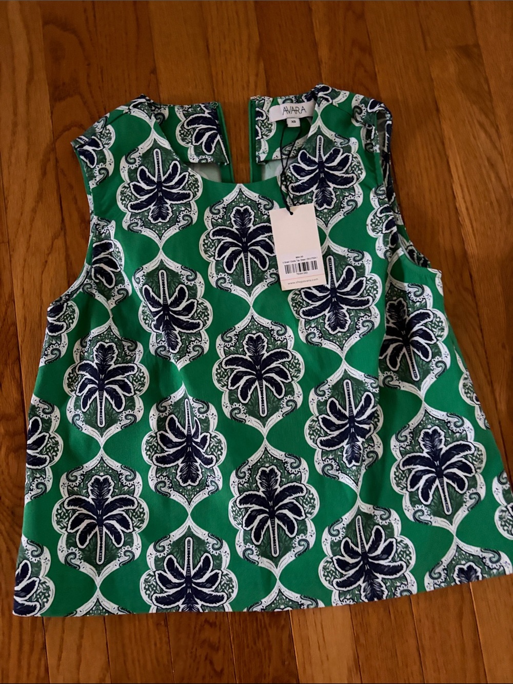 Green Printed Sleeveless Top by avara